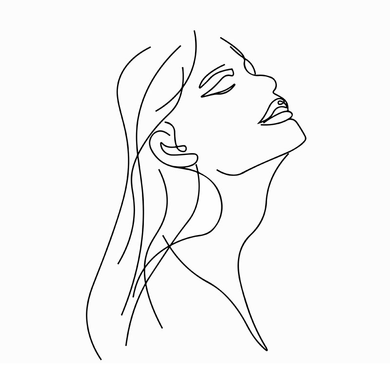 Πίνακας σε καμβά Line Art Young Woman